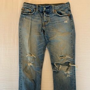 LEVIS | 501 SKINNY MEDIUM WASH MID RISE DISTRESSED